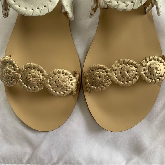 JACK ROGERS White & Gold Lauren Sandal - Picture 3 of 15